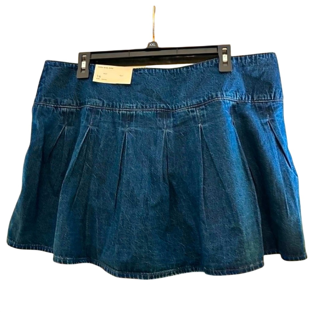American Eagle Denim Skort Womens 16 Blue Pleated High Rise Mini Y2K Preppy
